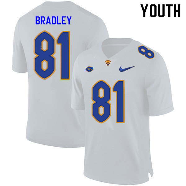 Youth #81 Jaden Bradley Pitt Panthers College Football Jerseys Sale-White